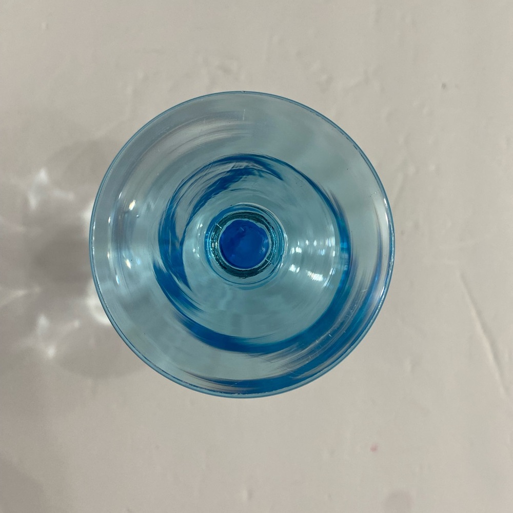 Crystal Blue Turquoise Tall Sherbet Glass Feminine Quite Luxury - Picture 8 of 13